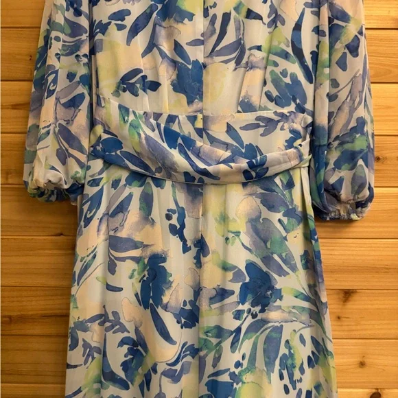 NWT Eliza J Size 10 Floral Long Sleeve Ruffled Hi Low Maxi Dress Party Wedding - Picture 7 of 13